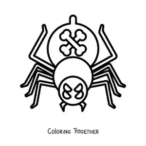 Coloring page of a cartoon Halloween spider