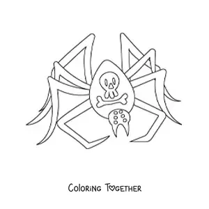 Coloring page of a scary Halloween spider