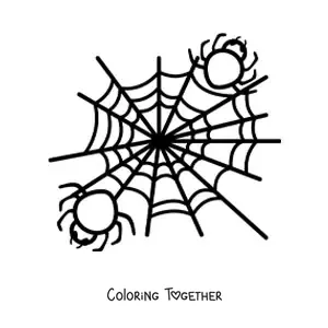 Coloring page of Halloween spiders on their web