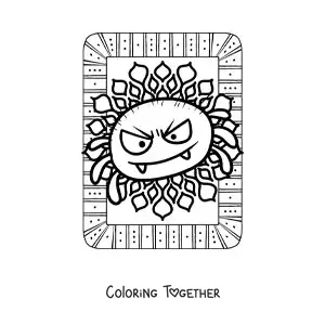 Coloring page of a cartoon Halloween spider