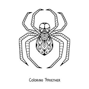 Coloring page of a zentangle style Halloween spider