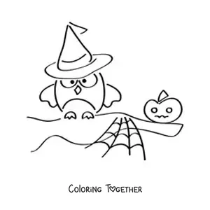 Coloring page of an easy Halloween owl