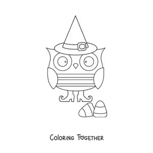 Coloring page of a big Halloween owl