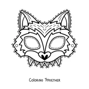 Coloring page of a werewolf Halloween mask