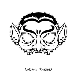 Coloring page of a Dracula Halloween mask