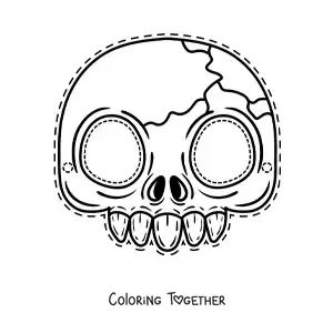 Coloring page of a skull Halloween mask