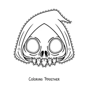 Coloring page of a Death Halloween mask