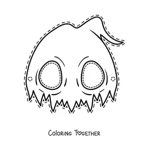 Coloring page of a ghost Halloween mask