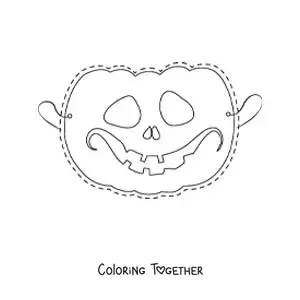 Coloring page of a pumpkin Halloween mask