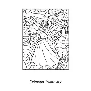 Coloring page of the queen of the fairies