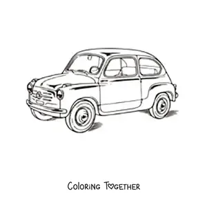 Coloring page of a Fiat 600 car