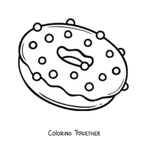 Coloring page of a donut with sprinkles and glaze