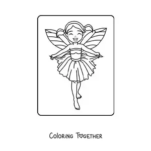 Coloring page of a cartoon fairy girl