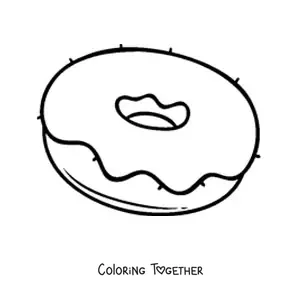 Coloring page of a donut with frosting