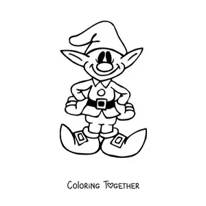 Coloring page of a cartoon elf