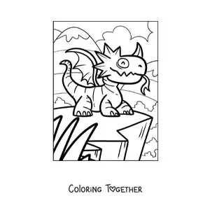 Coloring page of a cartoon dragon