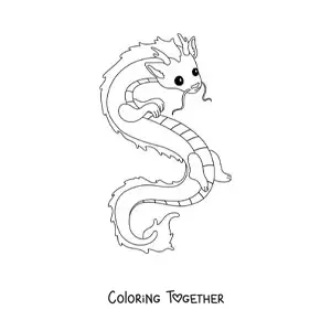Coloring page of a cartoon Chinese dragon