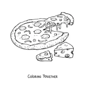Coloring page of a cheese pizza