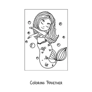 Coloring page of a dancing mermaid