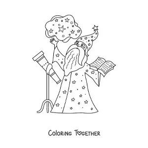 Coloring page of Merlin the sorcerer