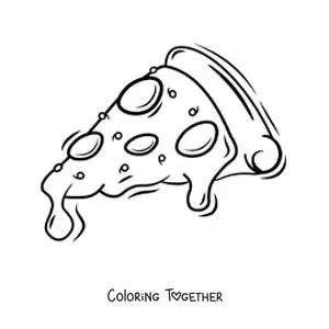 Coloring page of a pizza slice with salami