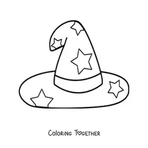 Coloring page of a sorcerer hat