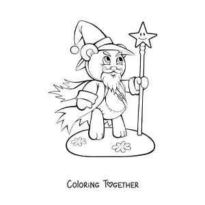 Coloring page of an evil sorcerer bear