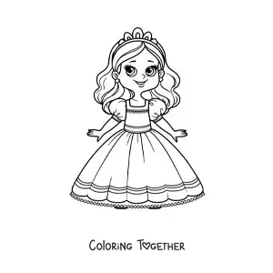 Coloring page of a sweet princess