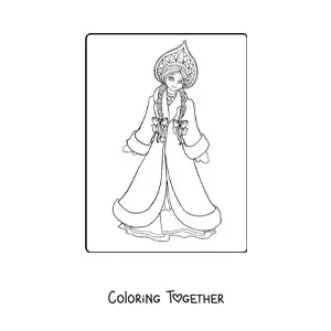 Coloring page of a Chinese princess