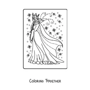 Coloring page of a snow queen