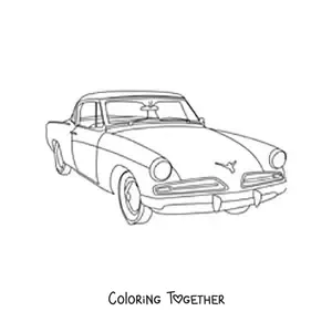 Coloring page of a 1954 Studebaker Commander Starlight coupe