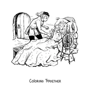 Coloring page of Sleeping Beauty and the prince