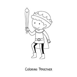 Coloring page of a large cartoon prince
