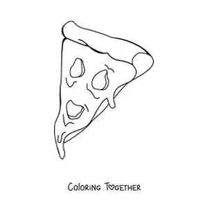Coloring page of a pizza slice with melted cheese