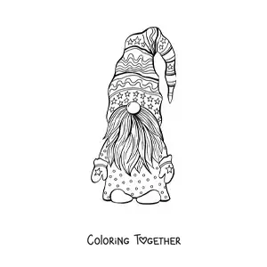 Coloring page of an animated magic gnome