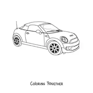 Coloring page of a Mini Cooper coupe