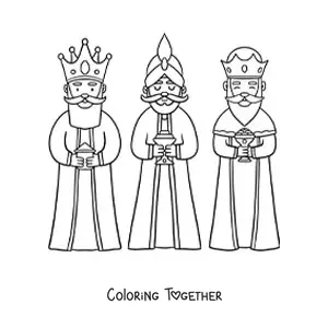 Coloring page of the animated three wise men