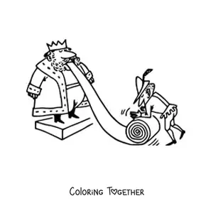 Coloring page of a cartoon of a king