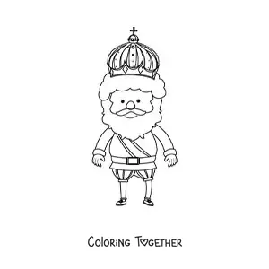 Coloring page of an animated king