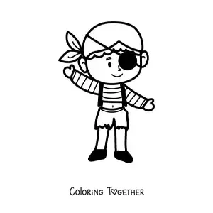 Coloring page of an easy cartoon pirate boy