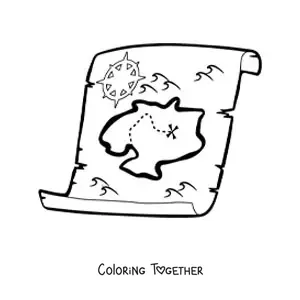 Coloring page of an easy treasure map