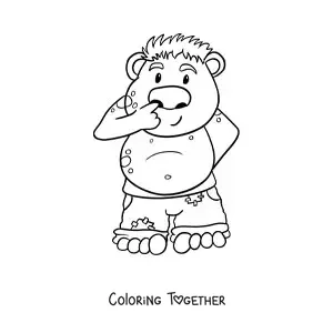 Coloring page of a funny cartoon troll