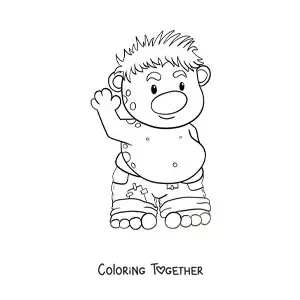 Coloring page of a big funny cartoon troll