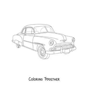 Coloring page of a 1951 Chevrolet Deluxe coupe