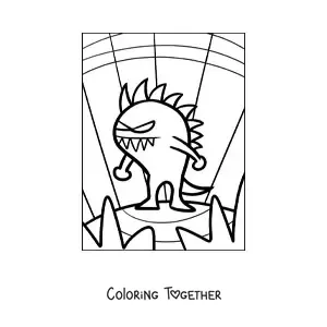 Coloring page of a scary cartoon alien