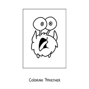Coloring page of a scared alien