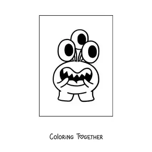 Coloring page of a happy alien