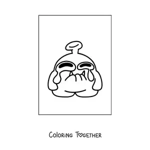 Coloring page of a sad alien