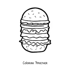 Coloring page of a triple hamburger