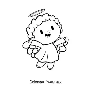 Coloring page of a kawaii angel